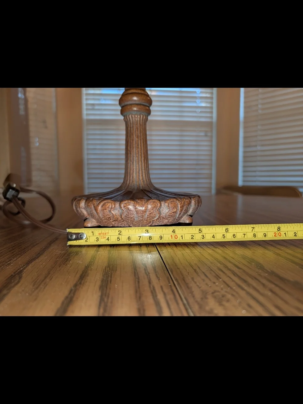 Vintage-Style Brown Table Lamp with Amber Bulb Accents